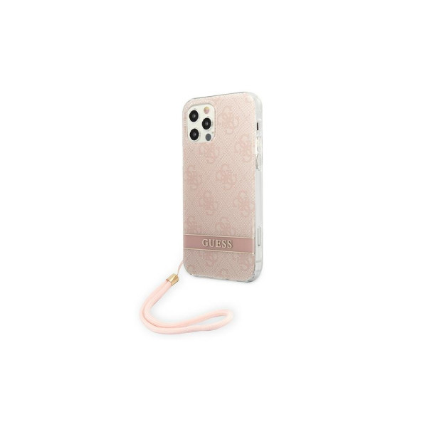 GUESS Futrola za IPhone 12/12 Pro Pink Print 4G Cord slika 1