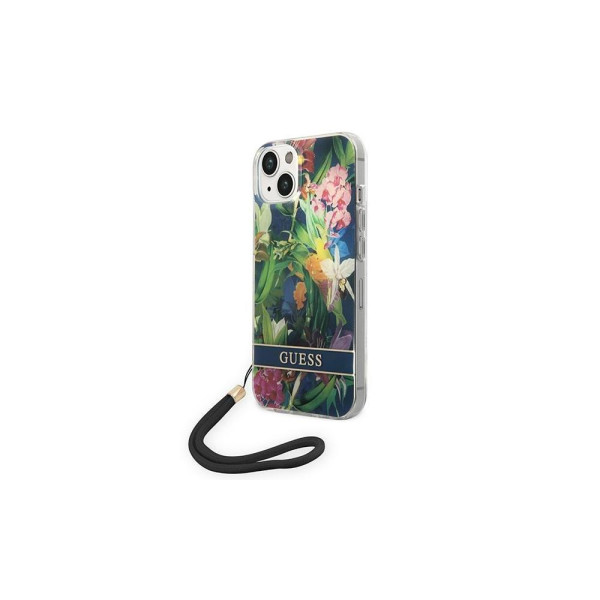 GUESS Futrola za iPhone 14 Blue Flower Cord slika 1