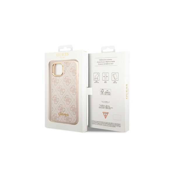 GUESS Futrola za iPhone 14 Pink Metal Outline Script slika 5