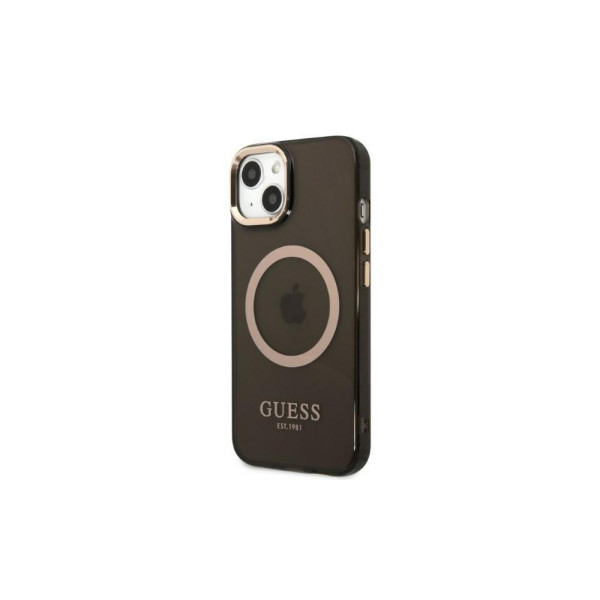 GUESS Futrola za iPhone 13 Pro Black Gold Outline Translucent MagSafe slika 1