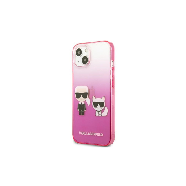 Karl Lagerfeld Futrola za iPhone 13 Pink Karl & Choupette Head Gradient slika 1