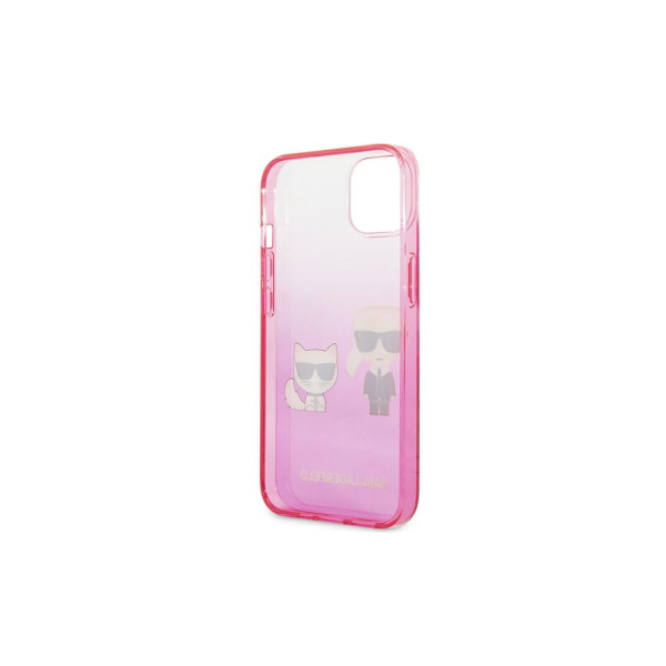 Karl Lagerfeld Futrola za iPhone 13 Pink Karl & Choupette Head Gradient slika 4