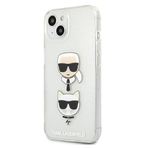 Karl Lagerfeld Futrola za iPhone 13 Silver Glitter Karl`s & Choupette slika 1