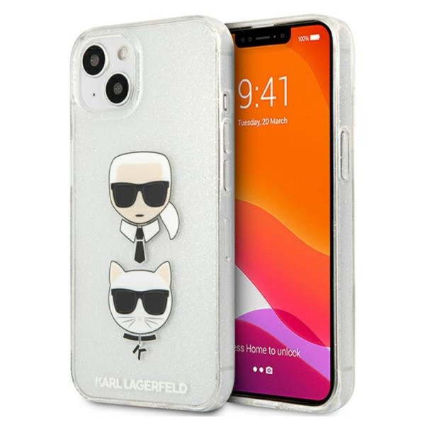 Karl Lagerfeld Futrola za iPhone 13 Silver Glitter Karl`s & Choupette slika 4