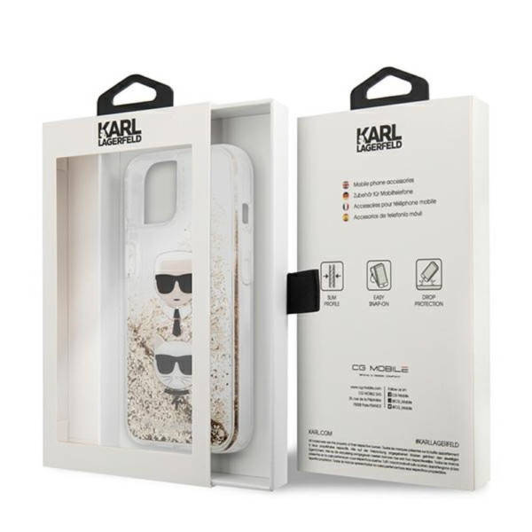 Karl Lagerfeld Futrola za iPhone 13 Mini Gold Liquid Glitter Karl & Choupette Head slika 3