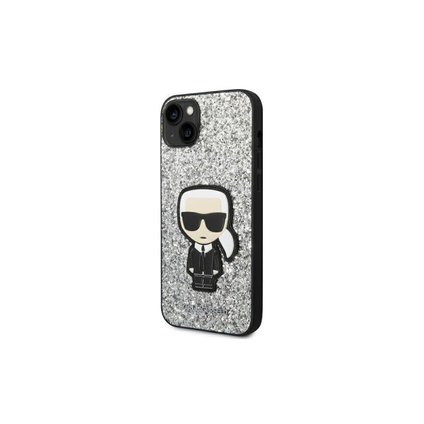 Karl Lagerfeld Futrola za iPhone 14 Silver Glitter Flakes Ikonik slika 1