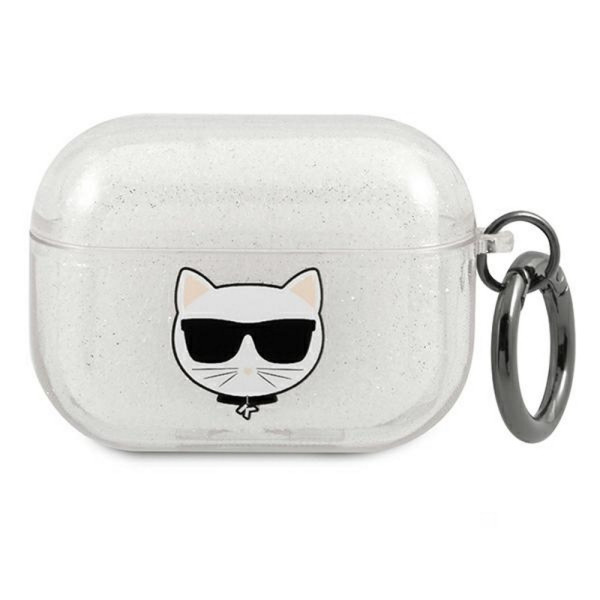 Karl Lagerfeld Futrola za slušalice Airpods Pro Silver Glitter Choupette slika 1