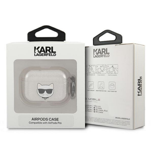 Karl Lagerfeld Futrola za slušalice Airpods Pro Silver Glitter Choupette slika 3