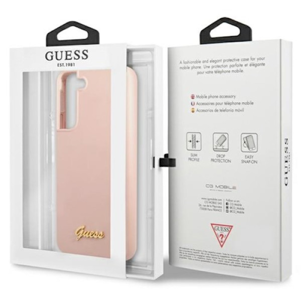 GUESS Futrola za Samsung S23 Pink Script Metal Logo slika 4