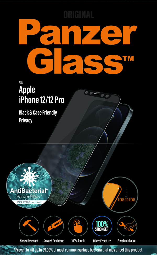 PanzerGlass zaštitno staklo Case Friendly Privacy AB za iPhone 12/12 Pro slika 5