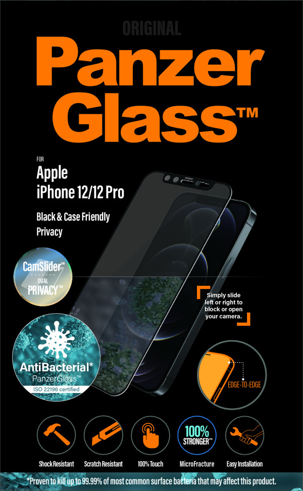 PanzerGlass zaštitno staklo Case Friendy CamSlider Privacy AB za iPhone 12/12 Pro slika 1