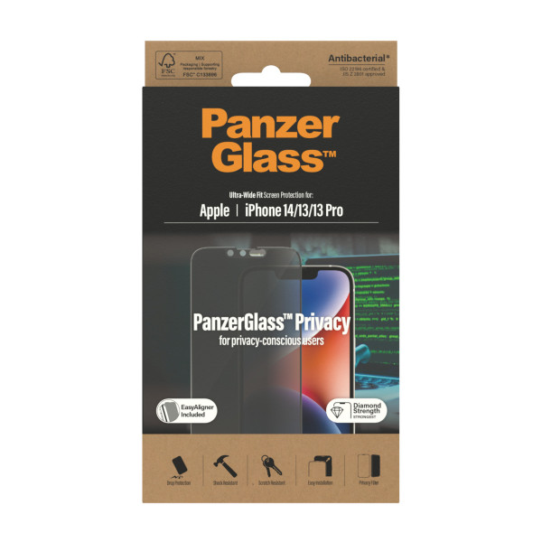 PanzerGlass zaštitno staklo UWF Privacy AB w. Applicator za iPhone 13/13 Pro/14 slika 1