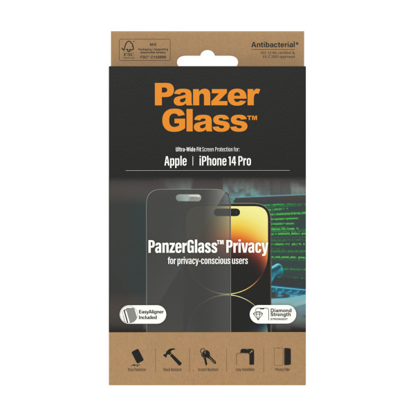 PanzerGlass zaštitno staklo UWF Privacy AB w. Applicator za iPhone 14 Pro slika 1