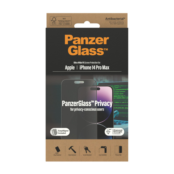 PanzerGlass zaštitno staklo UWF Privacy AB w. Applicator za iPhone 14 Pro Max slika 1
