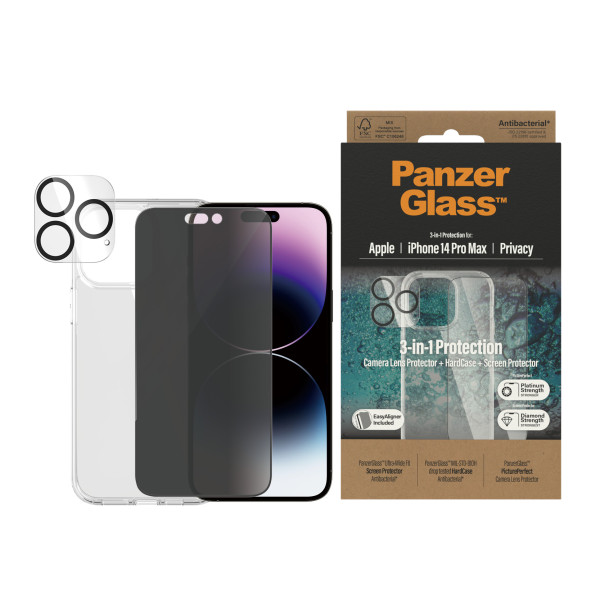 PanzerGlass iPhone 14 Pro Max Bundle (UWF Privacy zaštitno staklo, futrola, zaštita za kameru) slika 3