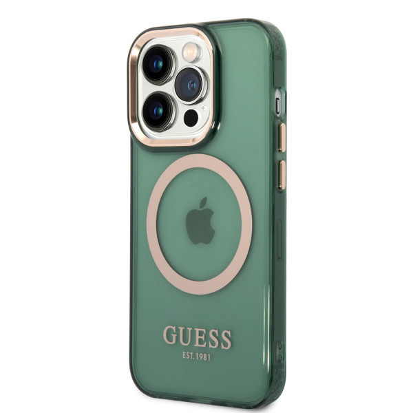 GUESS Futrola za iPhone 14 Pro Max GOLD OUTLINE TRANSLUCENT KAKI MagSafe slika 3