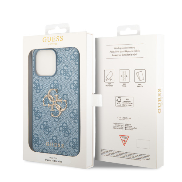 GUESS Futrola za iPhone 14 Pro Max PU 4G BIG METAL LOGO BLUE slika 3