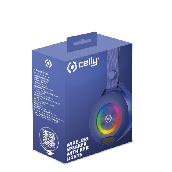 CELLY LIGHTBEAT wireless  prenosivi bluetooth zvučnik u PLAVOJ boji slika 3