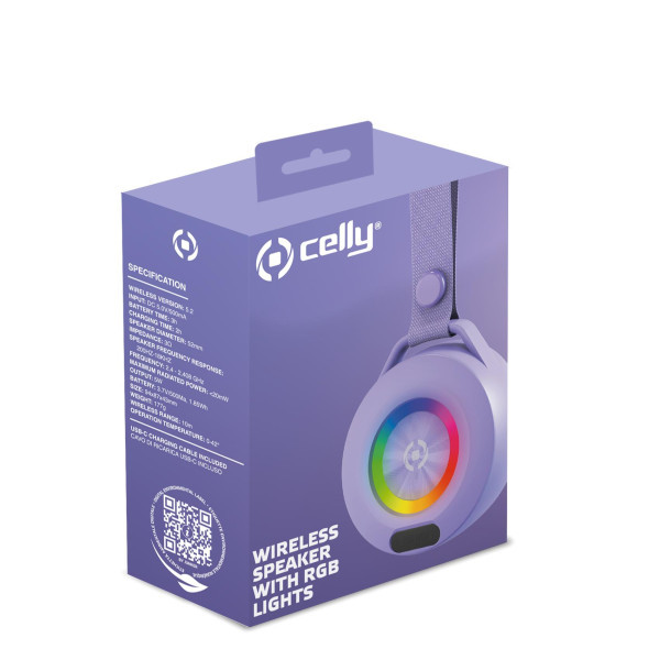 CELLY LIGHTBEAT wireless  prenosivi bluetooth zvučnik u LjUBIČASTOJ boji slika 4