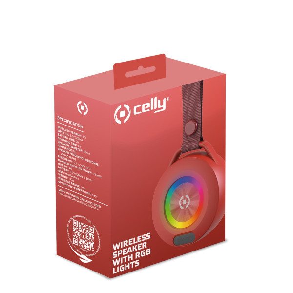 CELLY LIGHTBEAT wireless  prenosivi bluetooth zvučnik u CRVENOJ boji slika 4