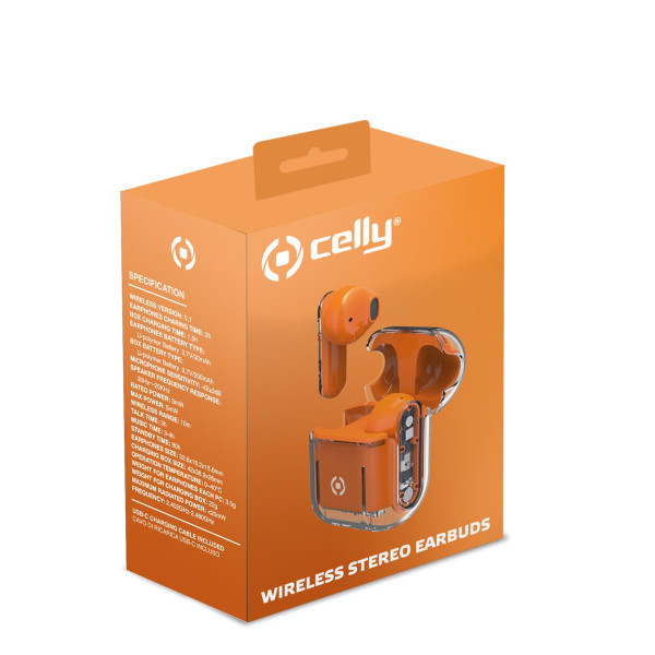 CELLY SHEER True Wireless bluetooth slušalice u NARANDžASTOJ boji slika 4