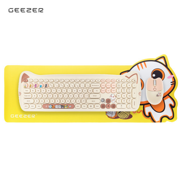 GEEZER WL KITTY set tastatura i miš u MILK TEA boji slika 1