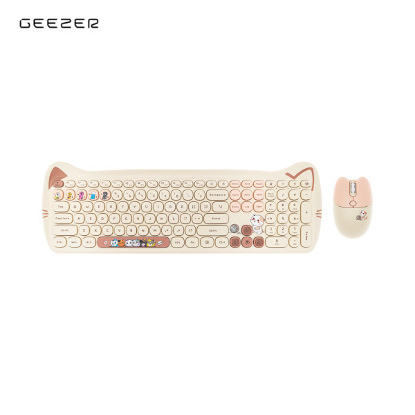 GEEZER WL KITTY set tastatura i miš u MILK TEA boji slika 5