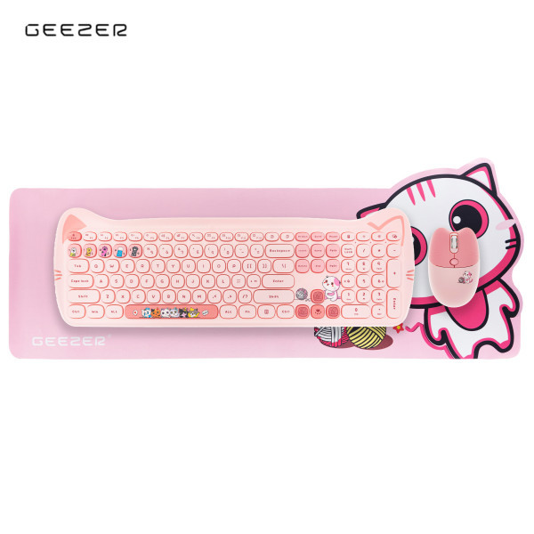 GEEZER WL KITTY set tastatura i miš u PINK boji slika 2
