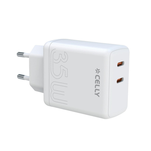 CELLY Kućni punjač za telefon ProPower od 35W sa 2 USB C konektora slika 1