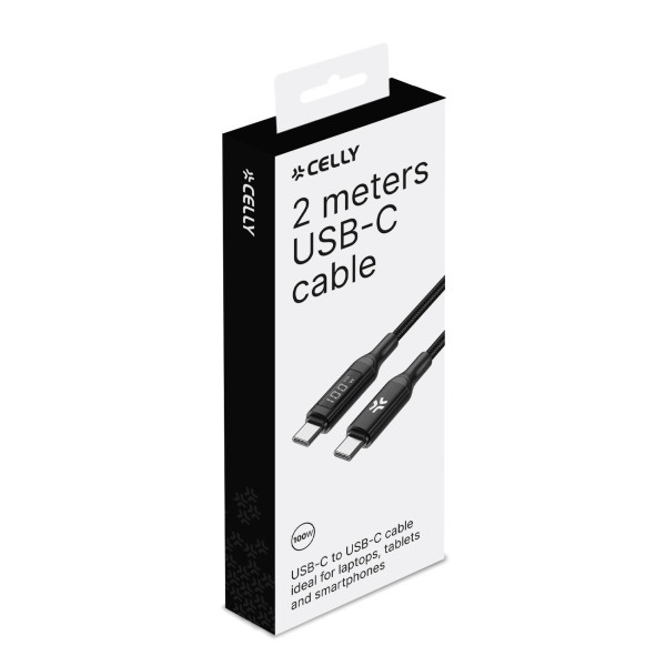 CELLY Kabl USB-C na USB-C 100W sa LED displejem POWER DELIVERY slika 4