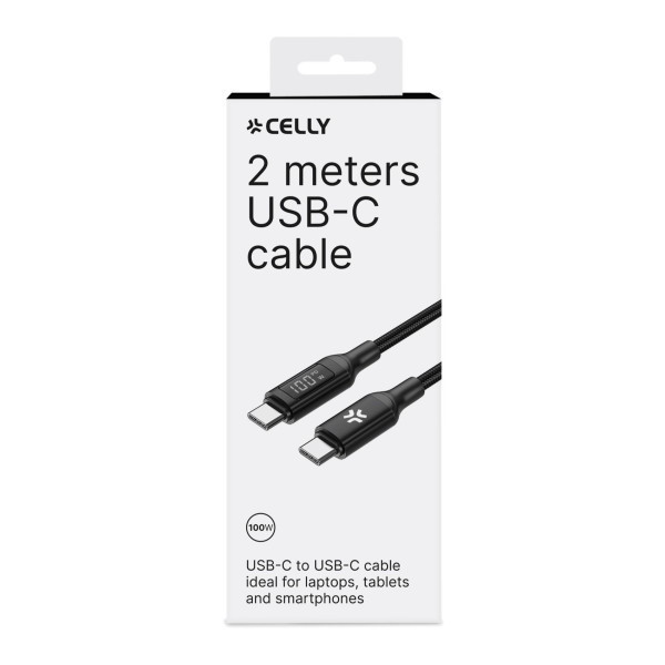 CELLY Kabl USB-C na USB-C 100W sa LED displejem POWER DELIVERY slika 3