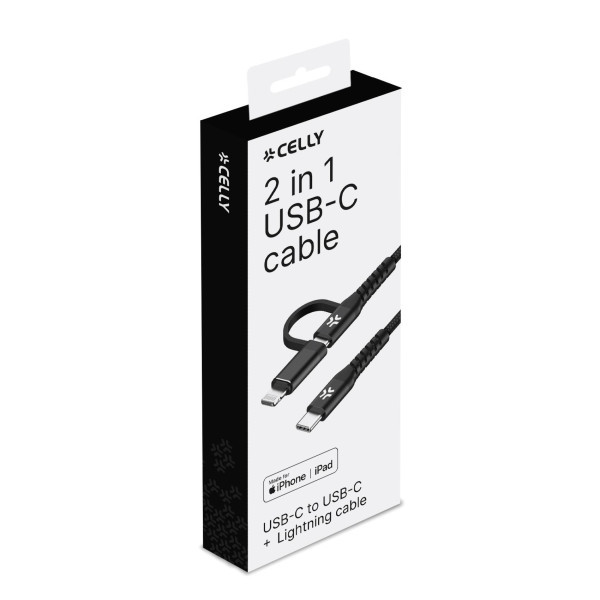 CELLY Kabl za telefon 2u1 USB-C & Lightning slika 4