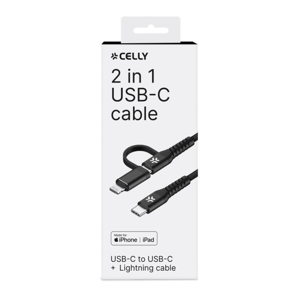 CELLY Kabl za telefon 2u1 USB-C & Lightning slika 3