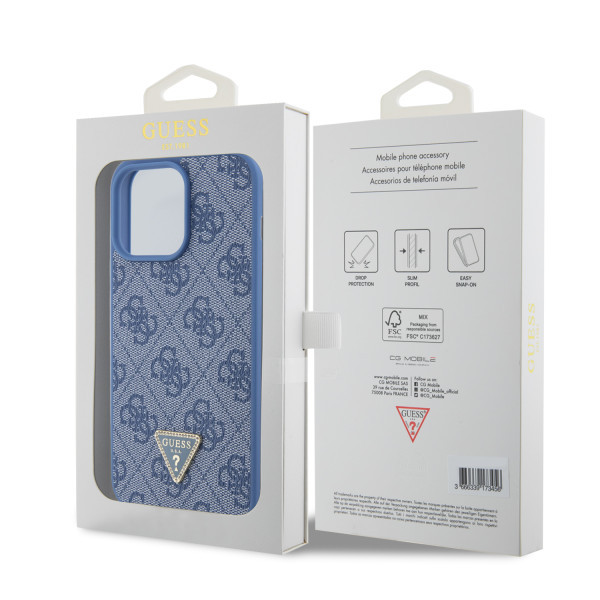 GUESS maska za iPhone 15 Pro Max LEATHER 4G TRIANGLE STRASS BLUE slika 5