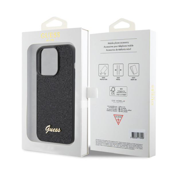 GUESS maska za iPhone 15 Pro DISCO SCRIPT METAL BLACK slika 3