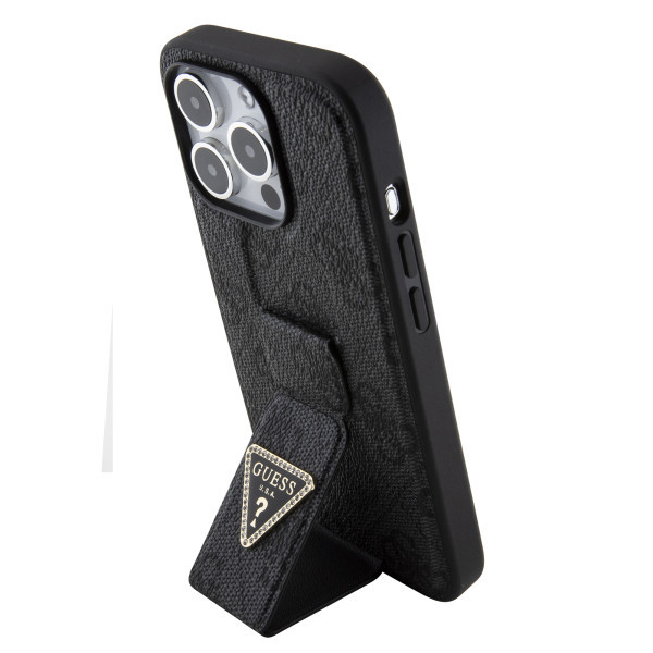 GUESS maska za iPhone 15 Pro GRIPSTAND 4G TRIANGLE STRASS BLACK slika 4