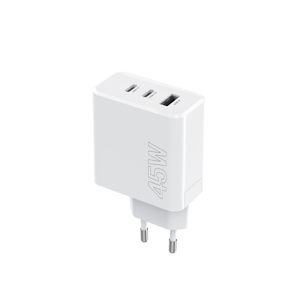 MAXLIFE kućni punjač za telefon od 45W sa dva USB-C i jednim USB-A ulazom WHITE slika 1