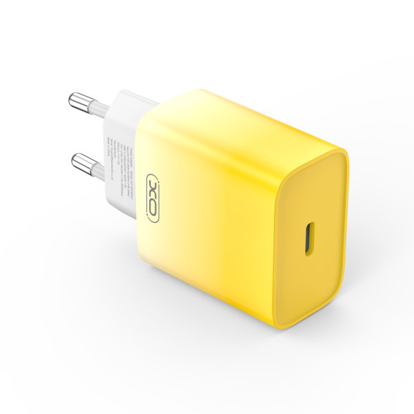 XO kućni punjač od 30W 1x USB-C YELLOW-WHITE + cable USB-C - Lightning slika 4
