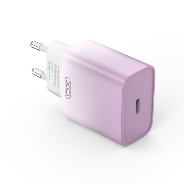XO kućni punjač od 30W 1x USB-C PURPLE-WHITE + cable USB-C - Lightning slika 3