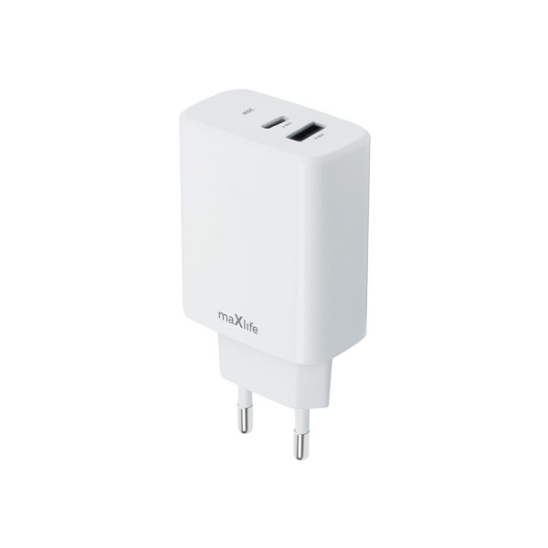 MAXLIFE kućni punjač za telefon PD QC od 20W sa USB-A i USB-C ulazom WHITE slika 1