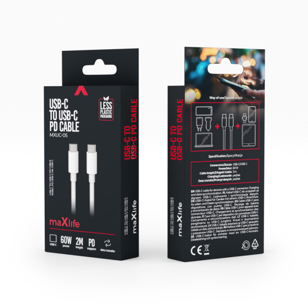 MAXLIFE kabl sa brzim punjenjem USB-C na USB-C od 2m slika 5