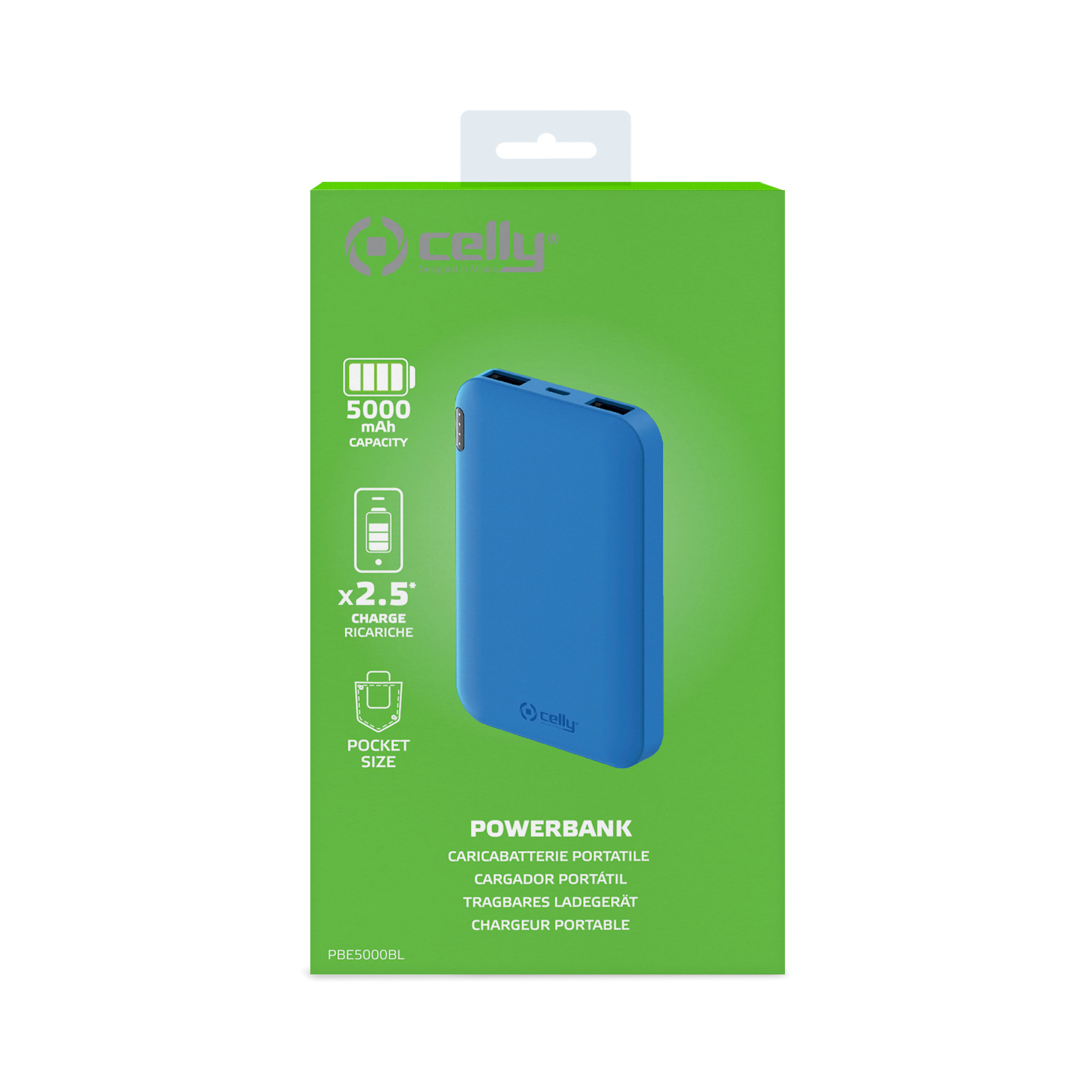 CELLY ENERGY Power bank od 5000mAh (eksterna baterija) u PLAVOJ boji slika 3