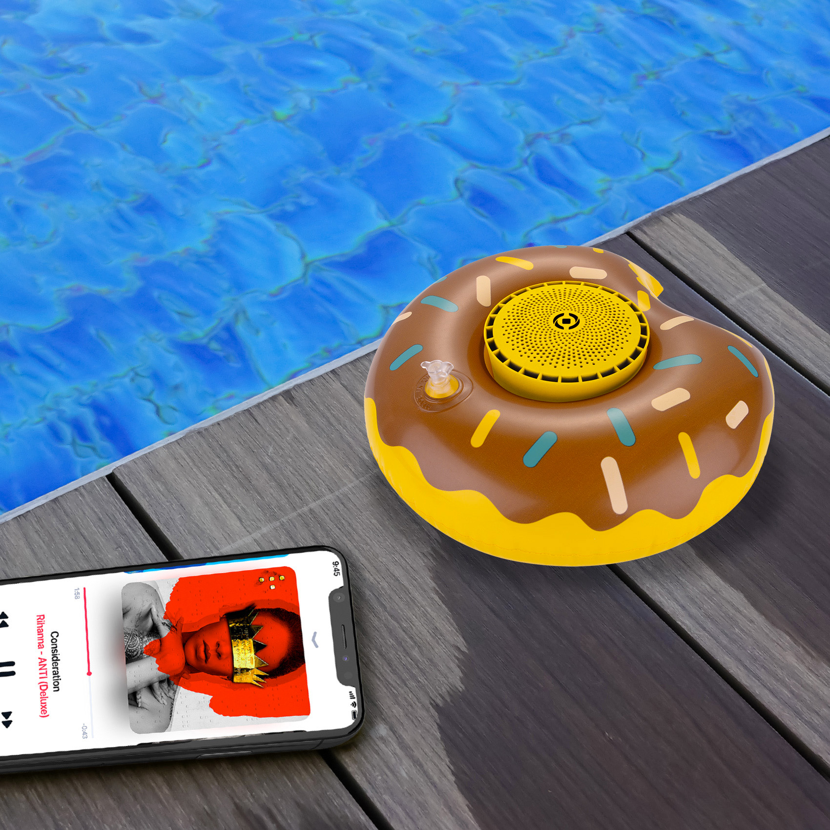 CELLY Bluetooth vodootporni zvučnik sa jastukom na naduvavanje POOLDONUTS slika 3