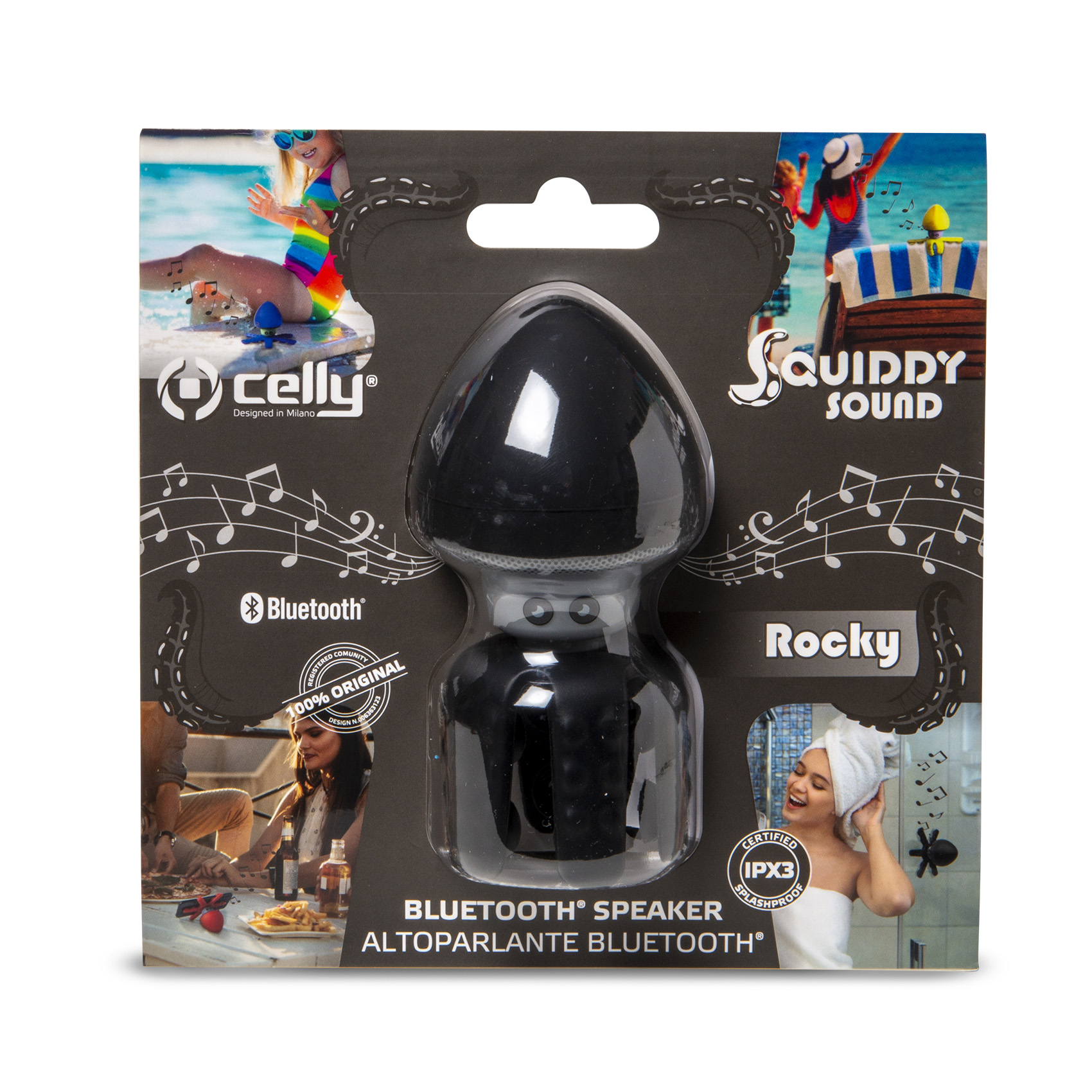 CELLY Bluetooth vodootporni zvučnik sa držačima SQUIDDYSOUND u CRNOJ boji slika 3