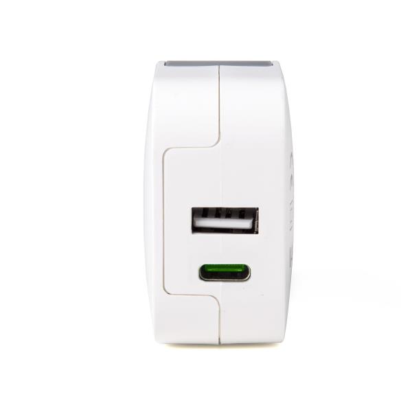 CELLY Kućni punjač za telefon sa USB i USB C ulazom u BELOJ boji slika 4