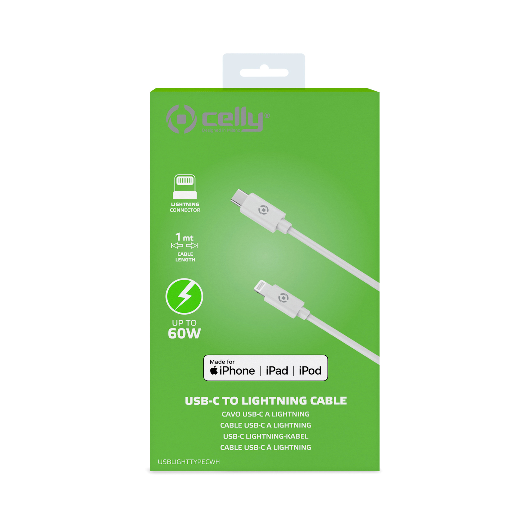 CELLY USB-C - LIGHTNING kabl za iPhone u BELOJ boji slika 3
