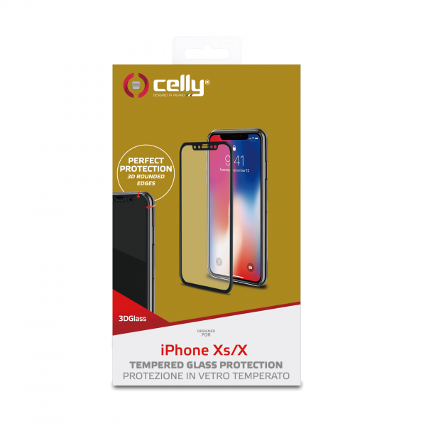 CELLY Zaštitno staklo 3D za iPhone X/XS u CRNOJ boji slika 4
