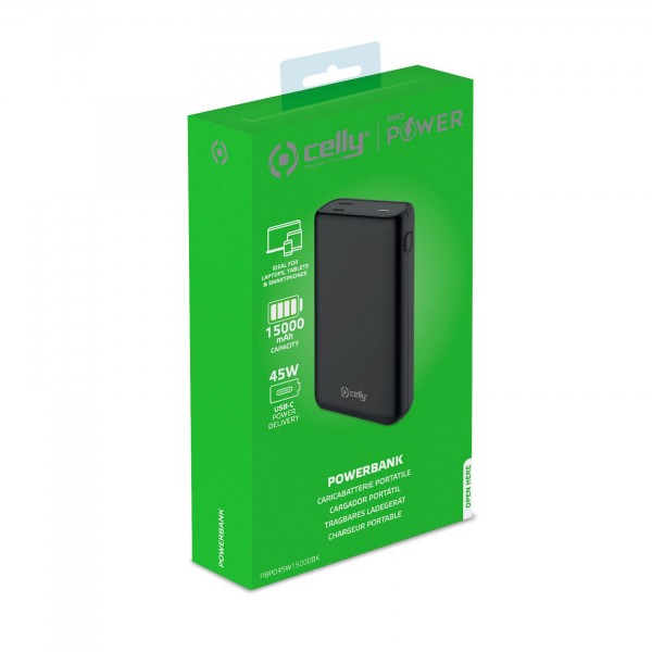 CELLY Power bank od 45W (eksterna baterija) u CRNOJ boji slika 3