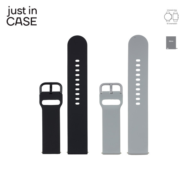 2u1 Narukvica za pametni sat 22mm crna SILIKON + siva SILIKON
