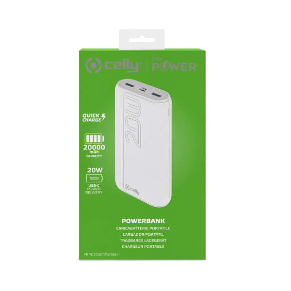 CELLY Power bank EVO od 20000mAh (eksterna baterija) u BELOJ boji slika 3